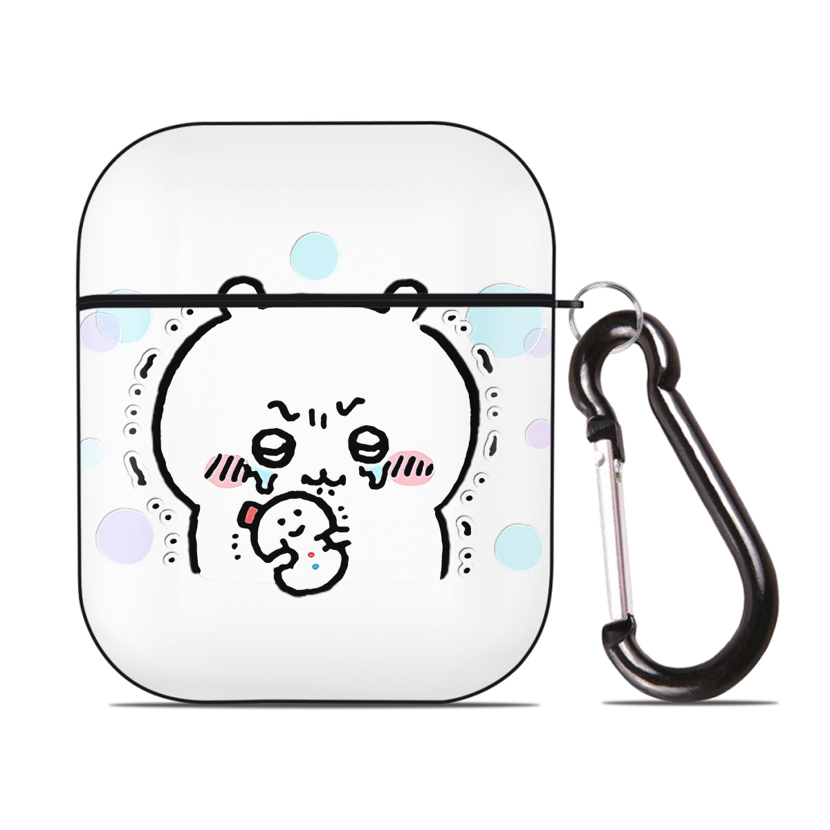 （画像用） ちいかわ ちいかわ Chii-kawa chiikawa AirPods 第2世代保護ケース ハードシェル ブラック 耐衝撃・防指紋・カラビナ付き