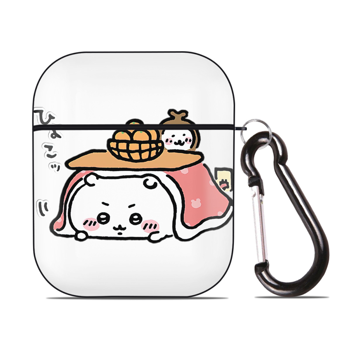 （画像用） ちいかわ ちいかわ Chii-kawa chiikawa AirPods 第2世代保護ケース ハードシェル ブラック 耐衝撃・防指紋・カラビナ付き