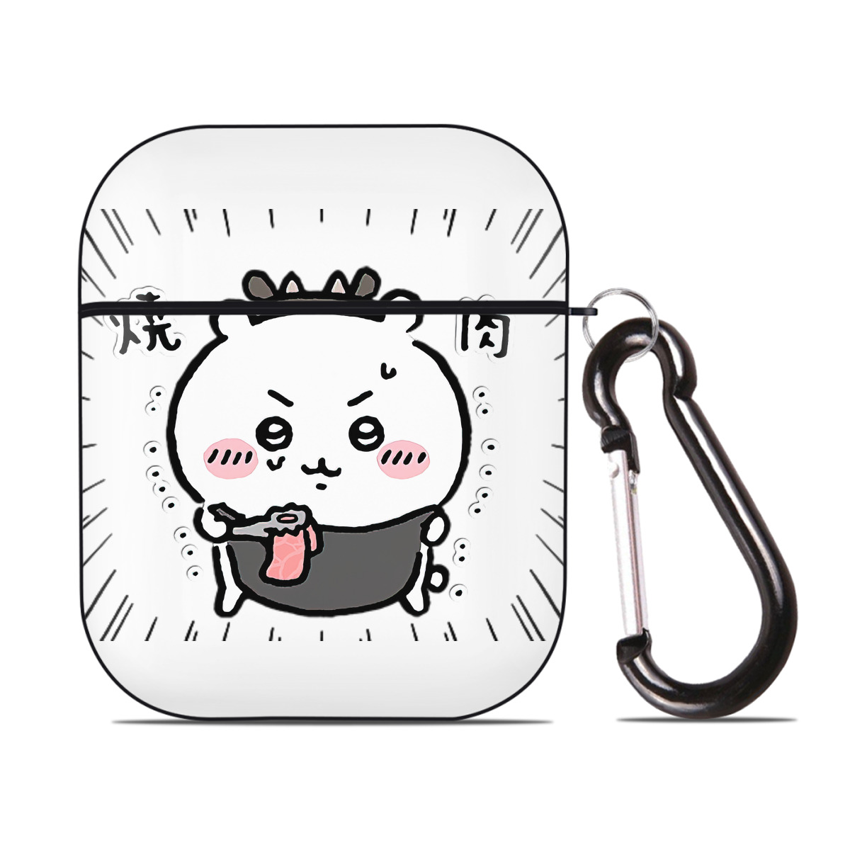 （画像用） ちいかわ ちいかわ Chii-kawa chiikawa AirPods 第2世代保護ケース ハードシェル ブラック 耐衝撃・防指紋・カラビナ付き