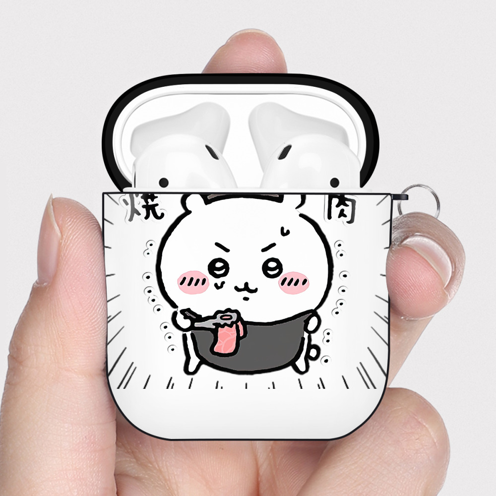 （画像用） ちいかわ ちいかわ Chii-kawa chiikawa AirPods 第2世代保護ケース ハードシェル ブラック 耐衝撃・防指紋・カラビナ付き
