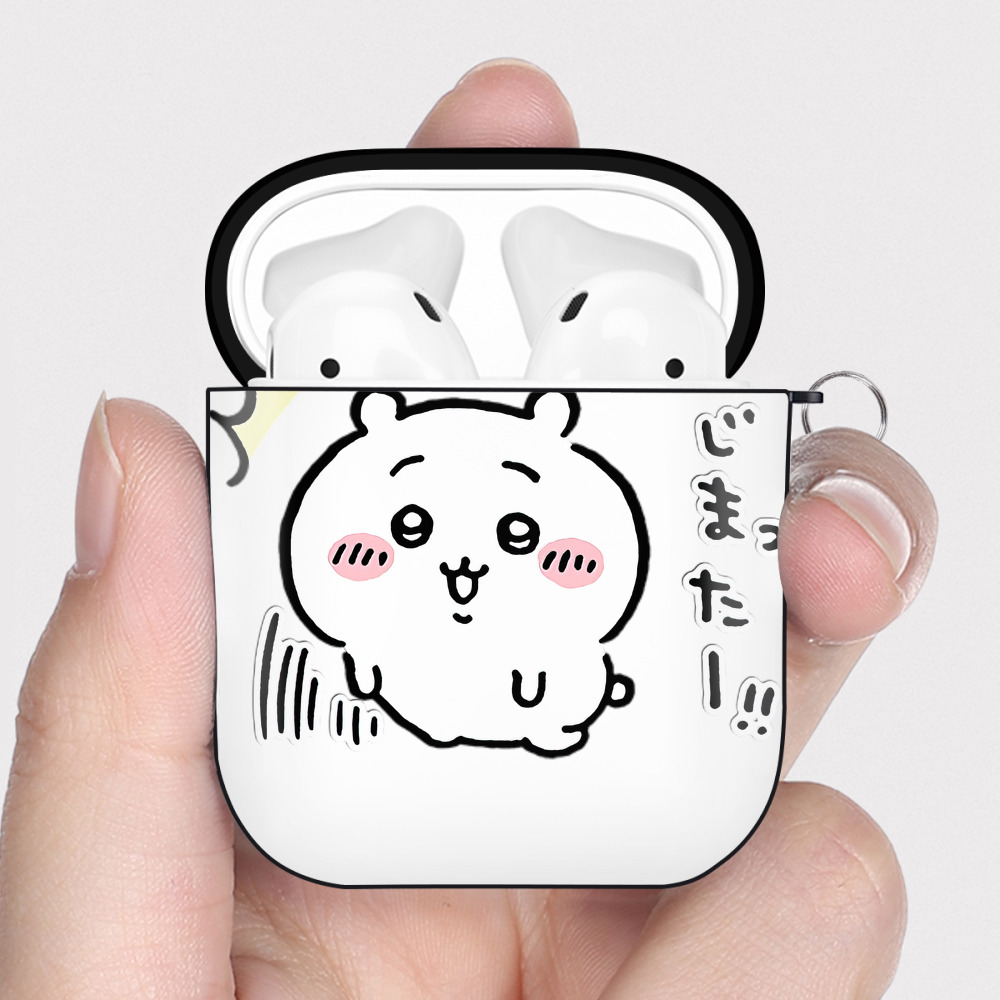 （画像用） ちいかわ ちいかわ Chii-kawa chiikawa AirPods 第2世代保護ケース ハードシェル ブラック 耐衝撃・防指紋・カラビナ付き