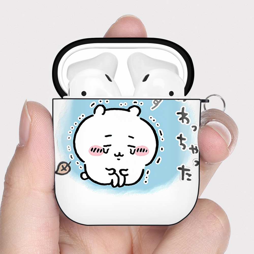 （画像用） ちいかわ ちいかわ Chii-kawa chiikawa AirPods 第2世代保護ケース ハードシェル ブラック 耐衝撃・防指紋・カラビナ付き