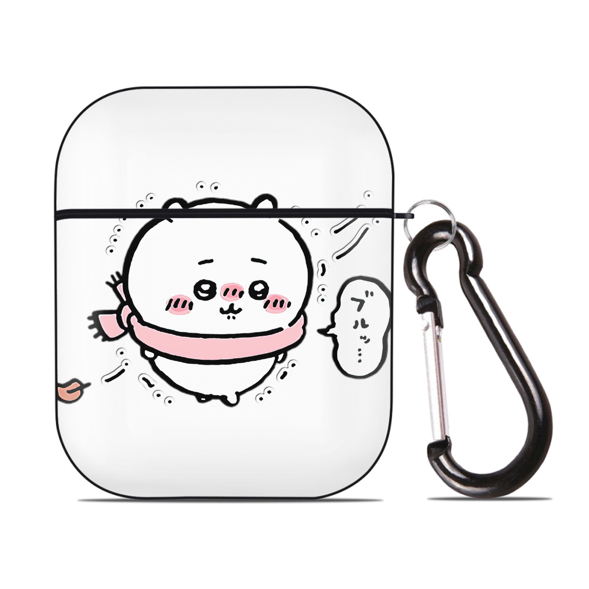 （画像用） ちいかわ ちいかわ Chii-kawa chiikawa AirPods 第2世代保護ケース ハードシェル ブラック 耐衝撃・防指紋・カラビナ付き