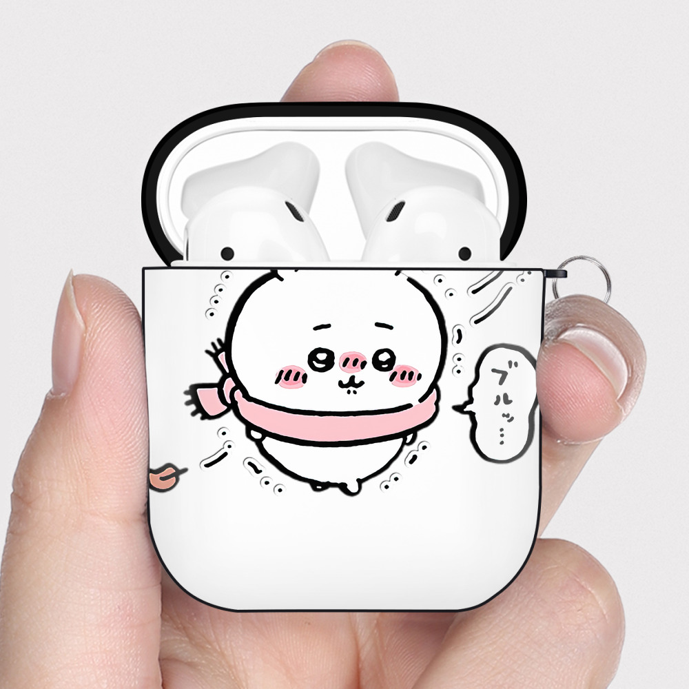 （画像用） ちいかわ ちいかわ Chii-kawa chiikawa AirPods 第2世代保護ケース ハードシェル ブラック 耐衝撃・防指紋・カラビナ付き