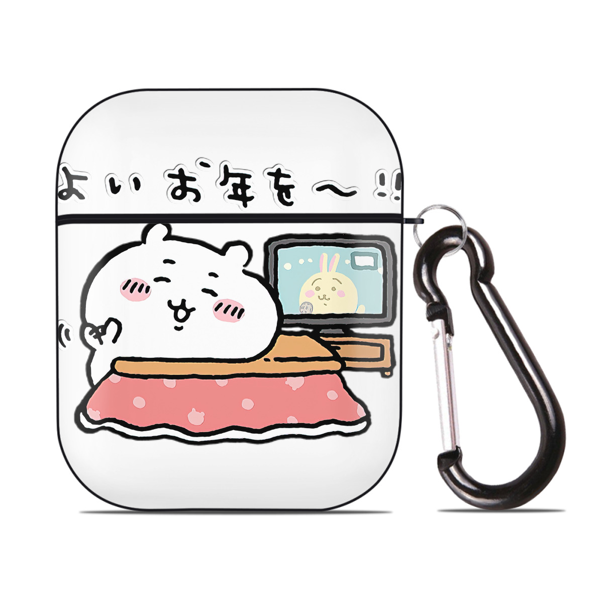 （画像用） ちいかわ ちいかわ Chii-kawa chiikawa AirPods 第2世代保護ケース ハードシェル ブラック 耐衝撃・防指紋・カラビナ付き