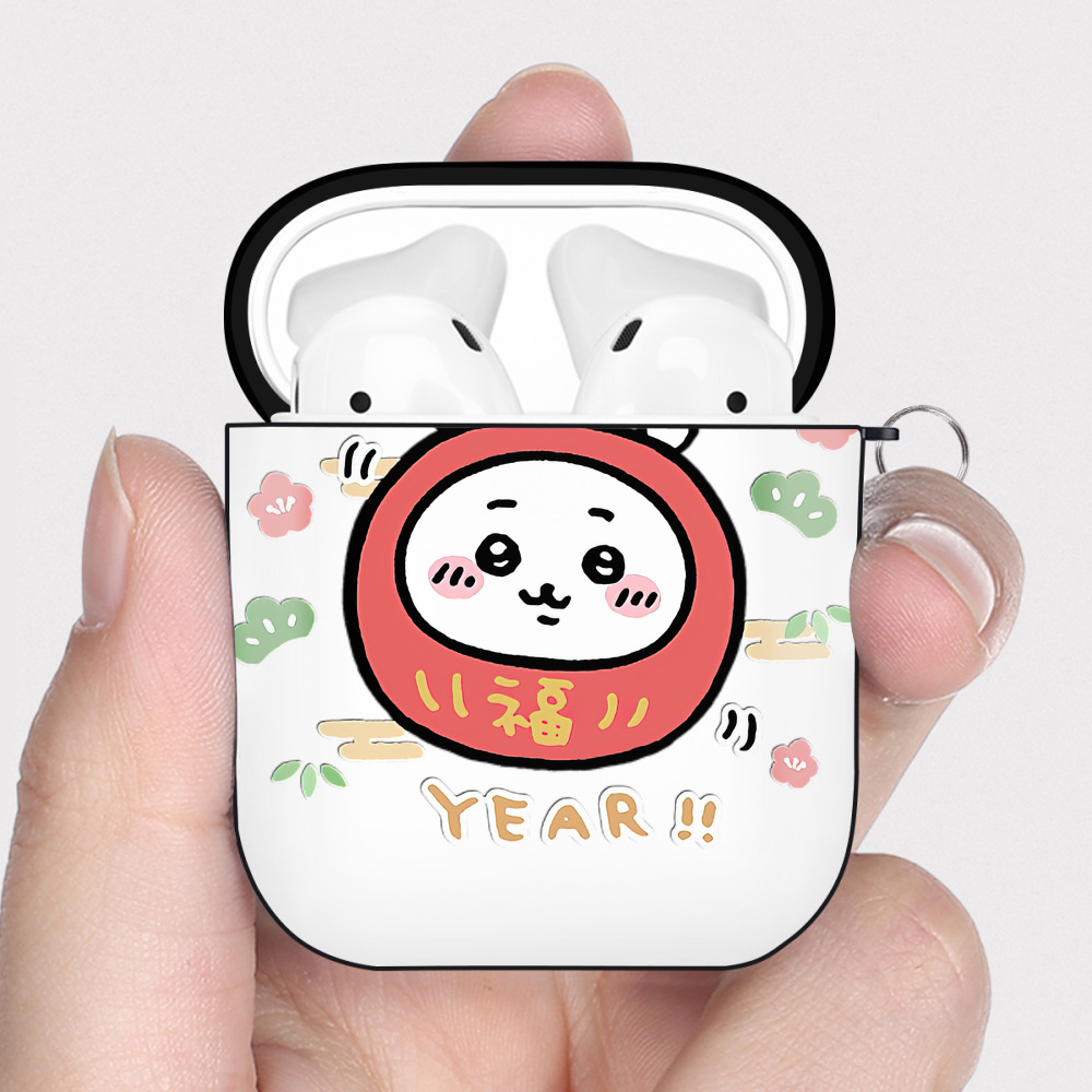 （画像用） ちいかわ ちいかわ Chii-kawa chiikawa AirPods 第2世代保護ケース ハードシェル ブラック 耐衝撃・防指紋・カラビナ付き