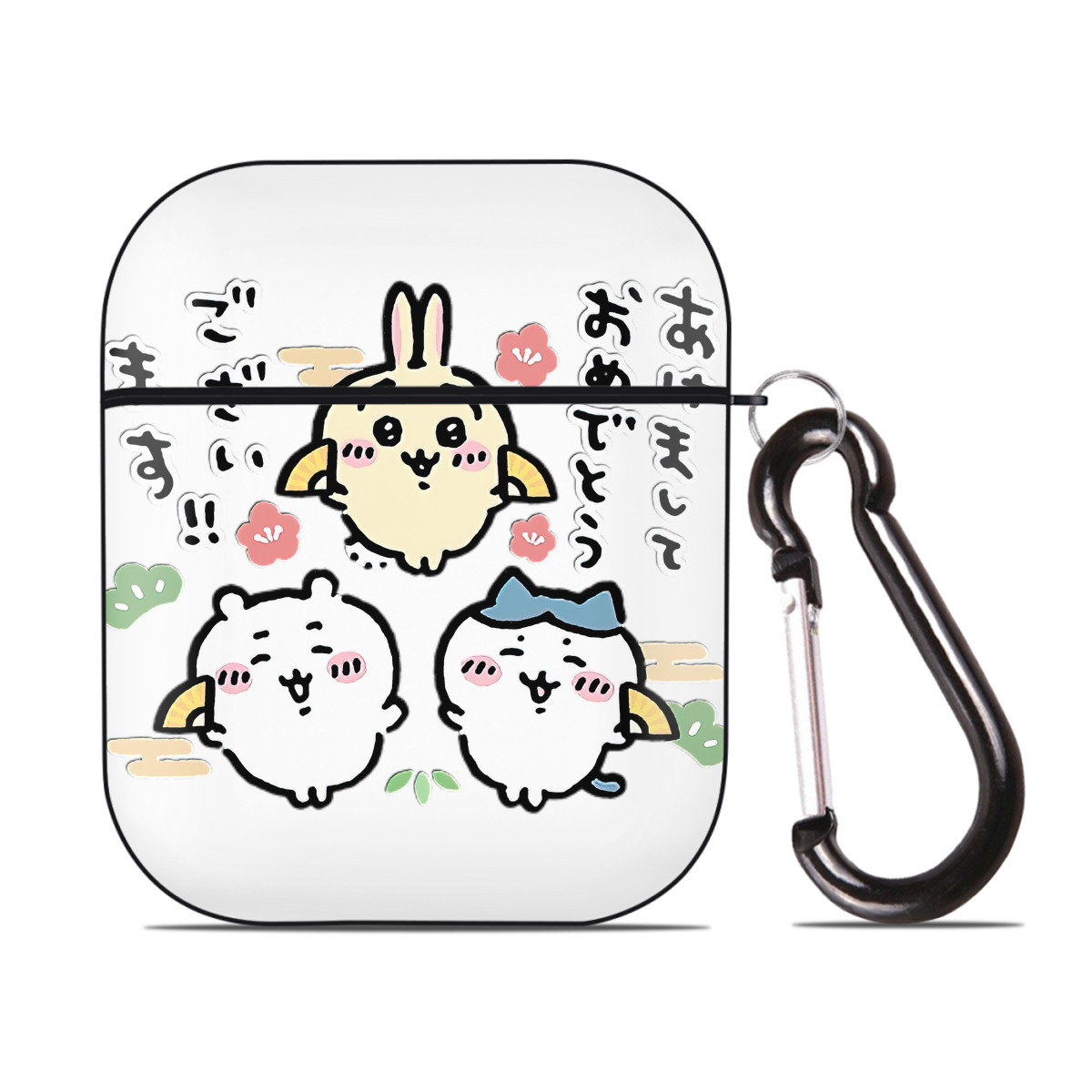 （画像用） ちいかわ ちいかわ Chii-kawa chiikawa AirPods 第2世代保護ケース ハードシェル ブラック 耐衝撃・防指紋・カラビナ付き