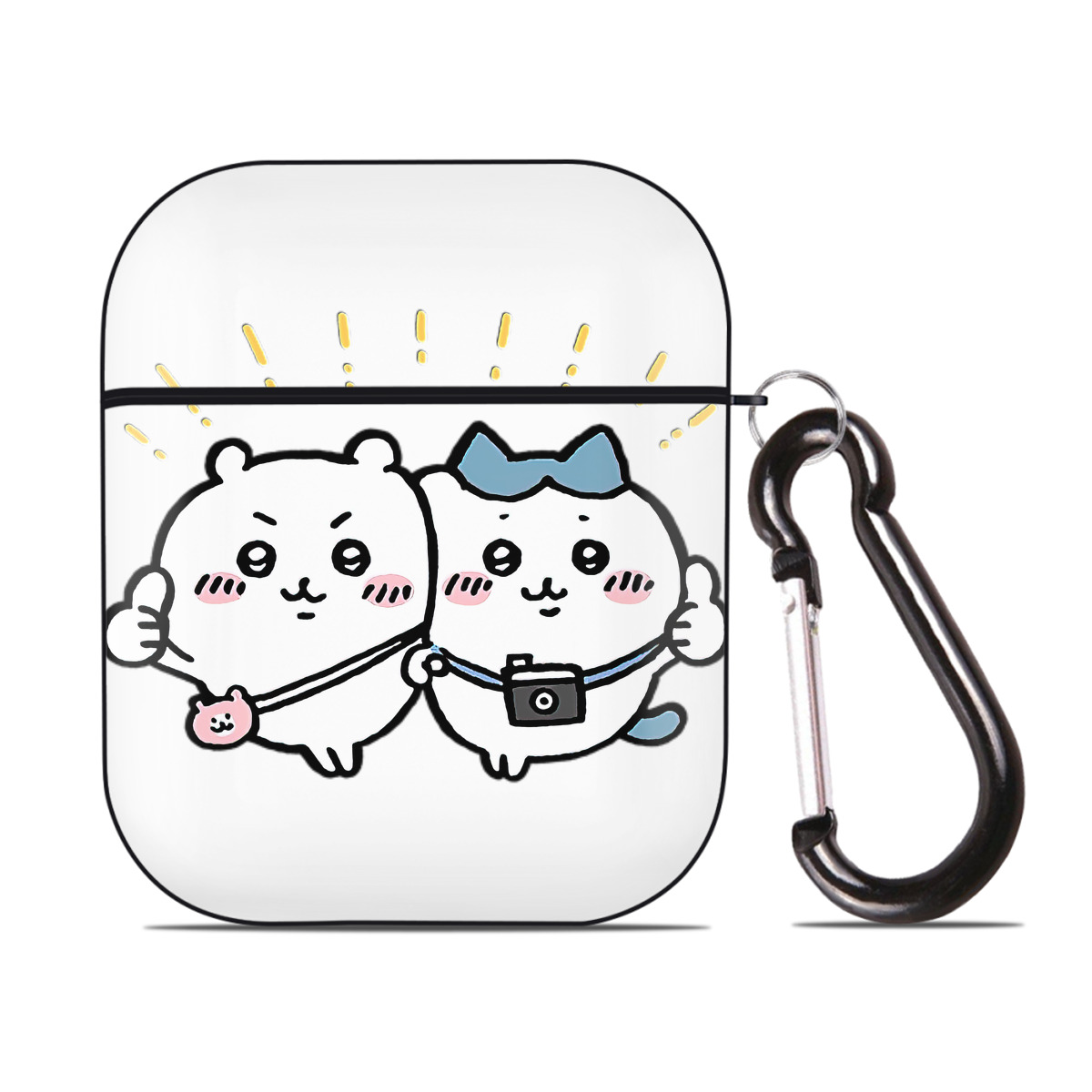 （画像用） ちいかわ ちいかわ Chii-kawa chiikawa AirPods 第2世代保護ケース ハードシェル ブラック 耐衝撃・防指紋・カラビナ付き