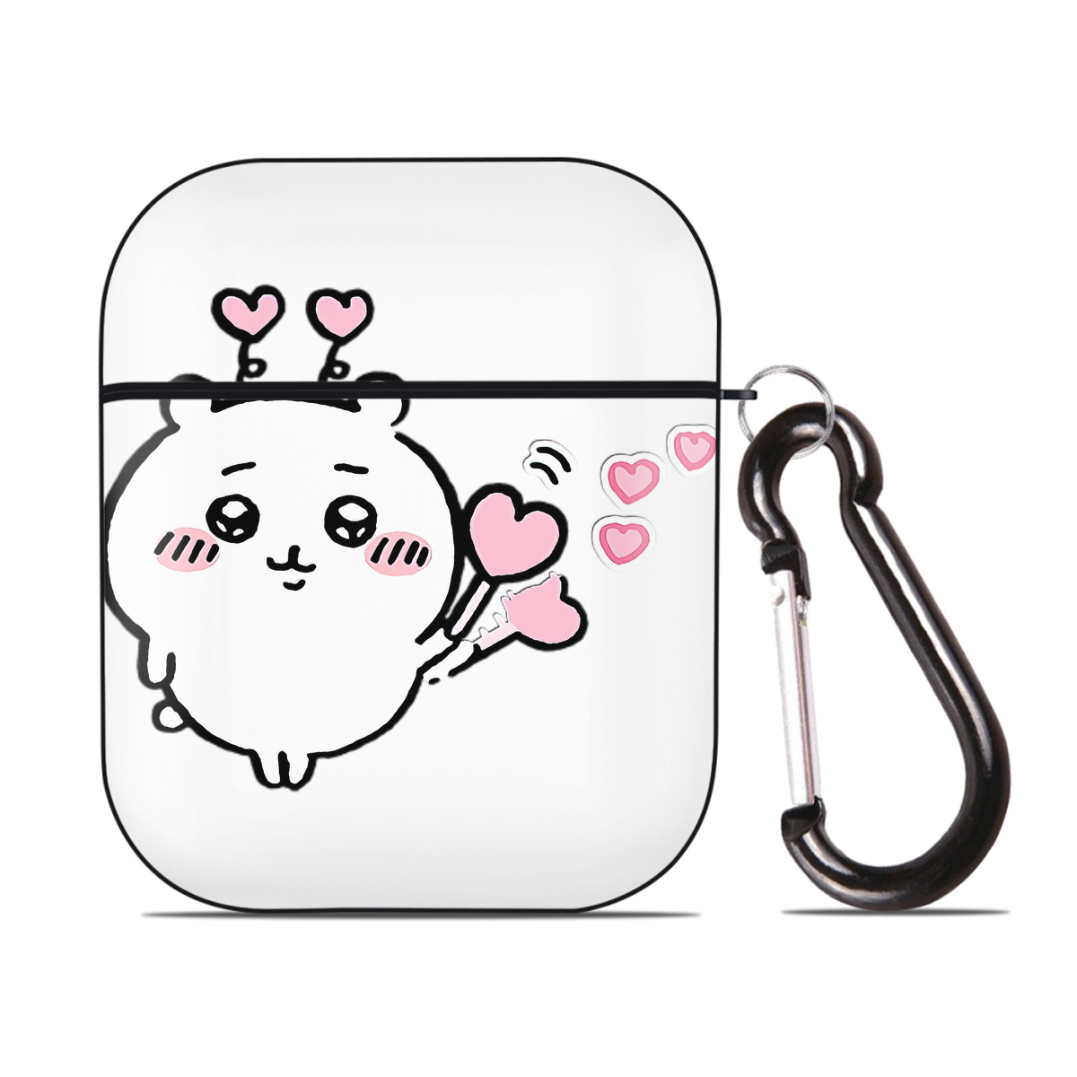 （画像用） ちいかわ ちいかわ Chii-kawa chiikawa AirPods 第2世代保護ケース ハードシェル ブラック 耐衝撃・防指紋・カラビナ付き