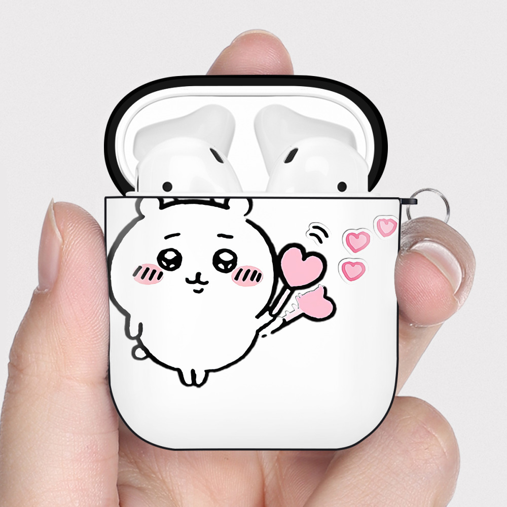（画像用） ちいかわ ちいかわ Chii-kawa chiikawa AirPods 第2世代保護ケース ハードシェル ブラック 耐衝撃・防指紋・カラビナ付き
