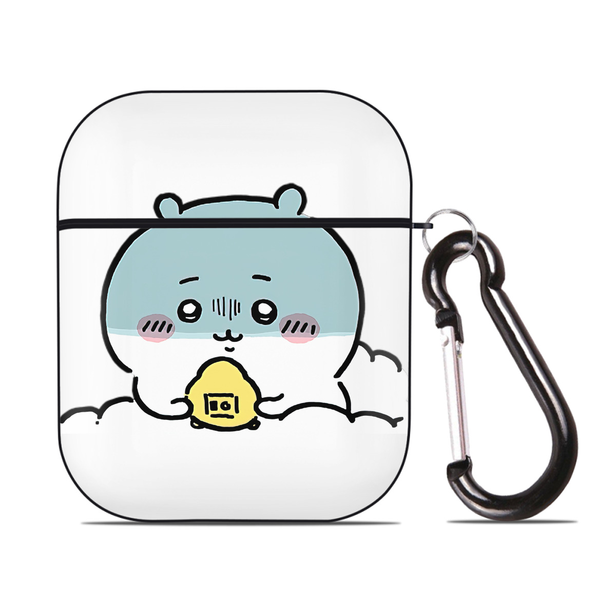 （画像用） ちいかわ ちいかわ Chii-kawa chiikawa AirPods 第2世代保護ケース ハードシェル ブラック 耐衝撃・防指紋・カラビナ付き