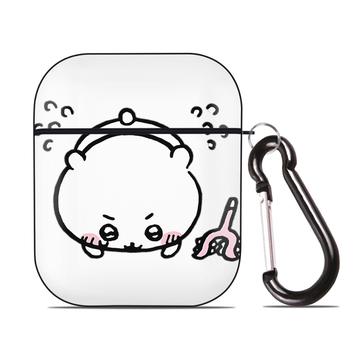 （画像用） ちいかわ ちいかわ Chii-kawa chiikawa AirPods 第2世代保護ケース ハードシェル ブラック 耐衝撃・防指紋・カラビナ付き