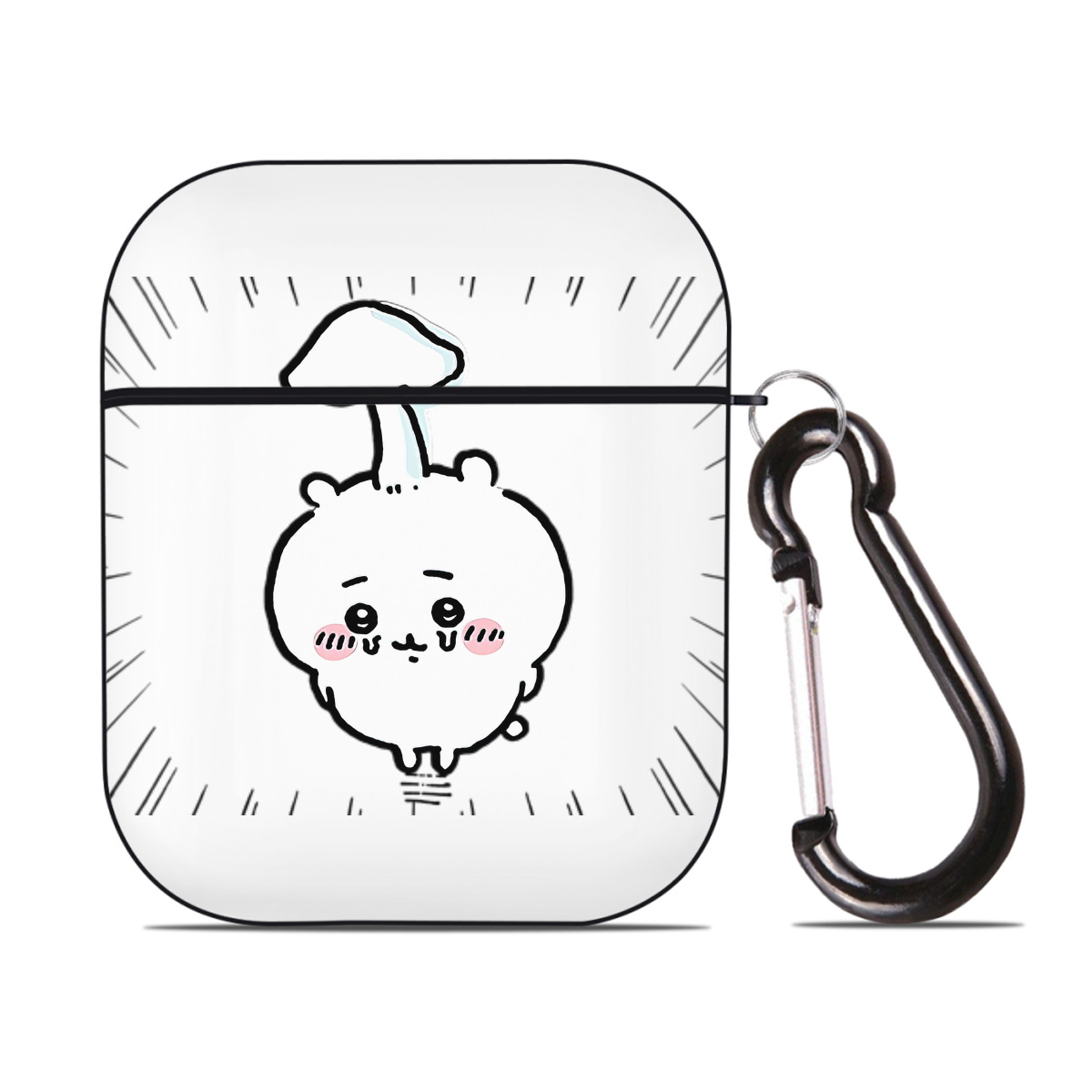 （画像用） ちいかわ ちいかわ Chii-kawa chiikawa AirPods 第2世代保護ケース ハードシェル ブラック 耐衝撃・防指紋・カラビナ付き