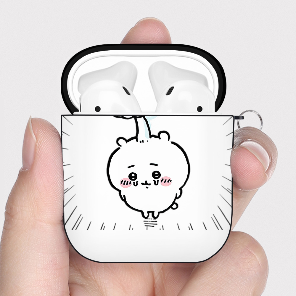 （画像用） ちいかわ ちいかわ Chii-kawa chiikawa AirPods 第2世代保護ケース ハードシェル ブラック 耐衝撃・防指紋・カラビナ付き