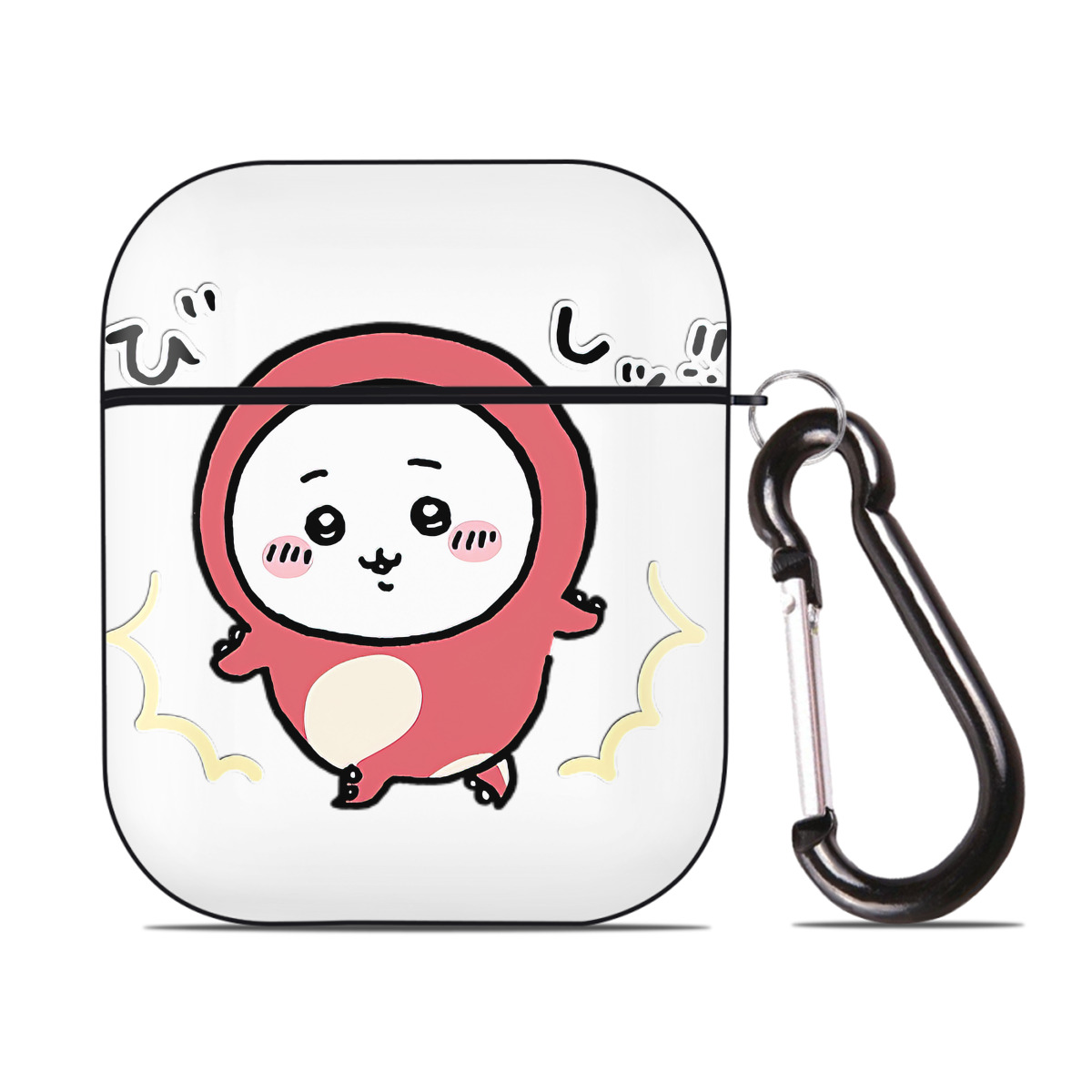 （画像用） ちいかわ ちいかわ Chii-kawa chiikawa AirPods 第2世代保護ケース ハードシェル ブラック 耐衝撃・防指紋・カラビナ付き
