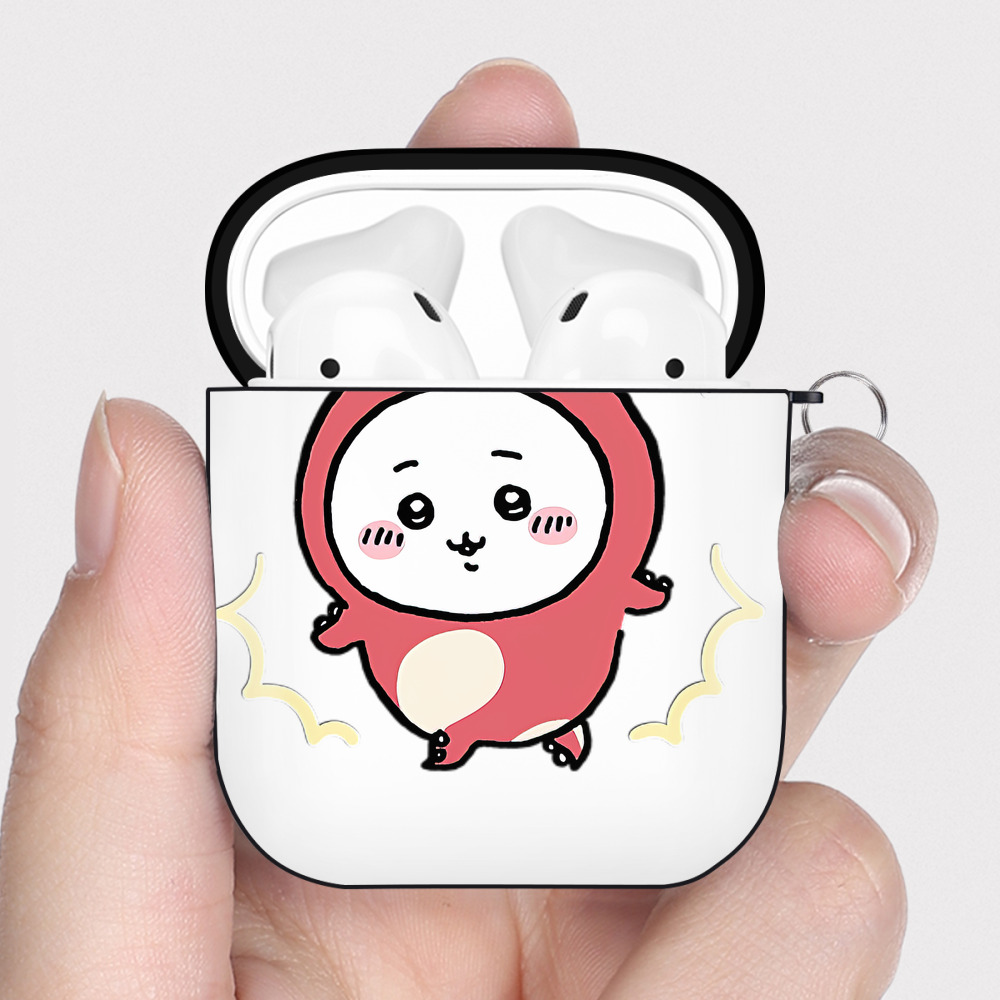 （画像用） ちいかわ ちいかわ Chii-kawa chiikawa AirPods 第2世代保護ケース ハードシェル ブラック 耐衝撃・防指紋・カラビナ付き