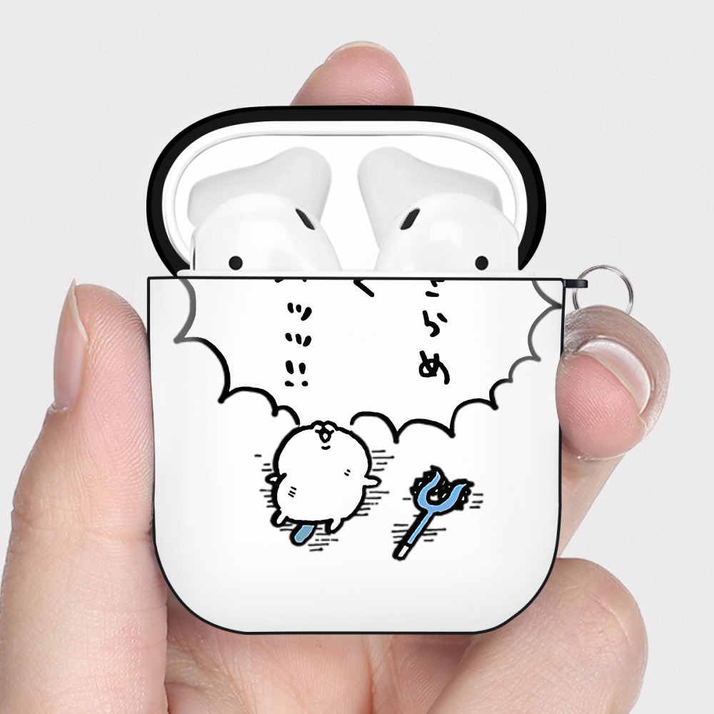 （画像用） ちいかわ ちいかわ Chii-kawa chiikawa AirPods 第2世代保護ケース ハードシェル ブラック 耐衝撃・防指紋・カラビナ付き