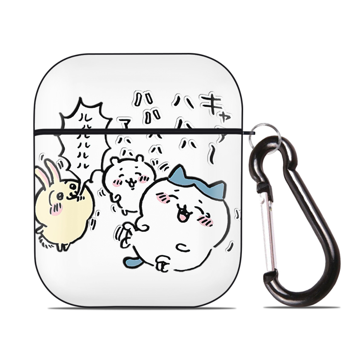 （画像用） ちいかわ うさぎ Chii-kawa usagi AirPods 第2世代保護ケース ハードシェル ブラック 耐衝撃・防指紋・カラビナ付き