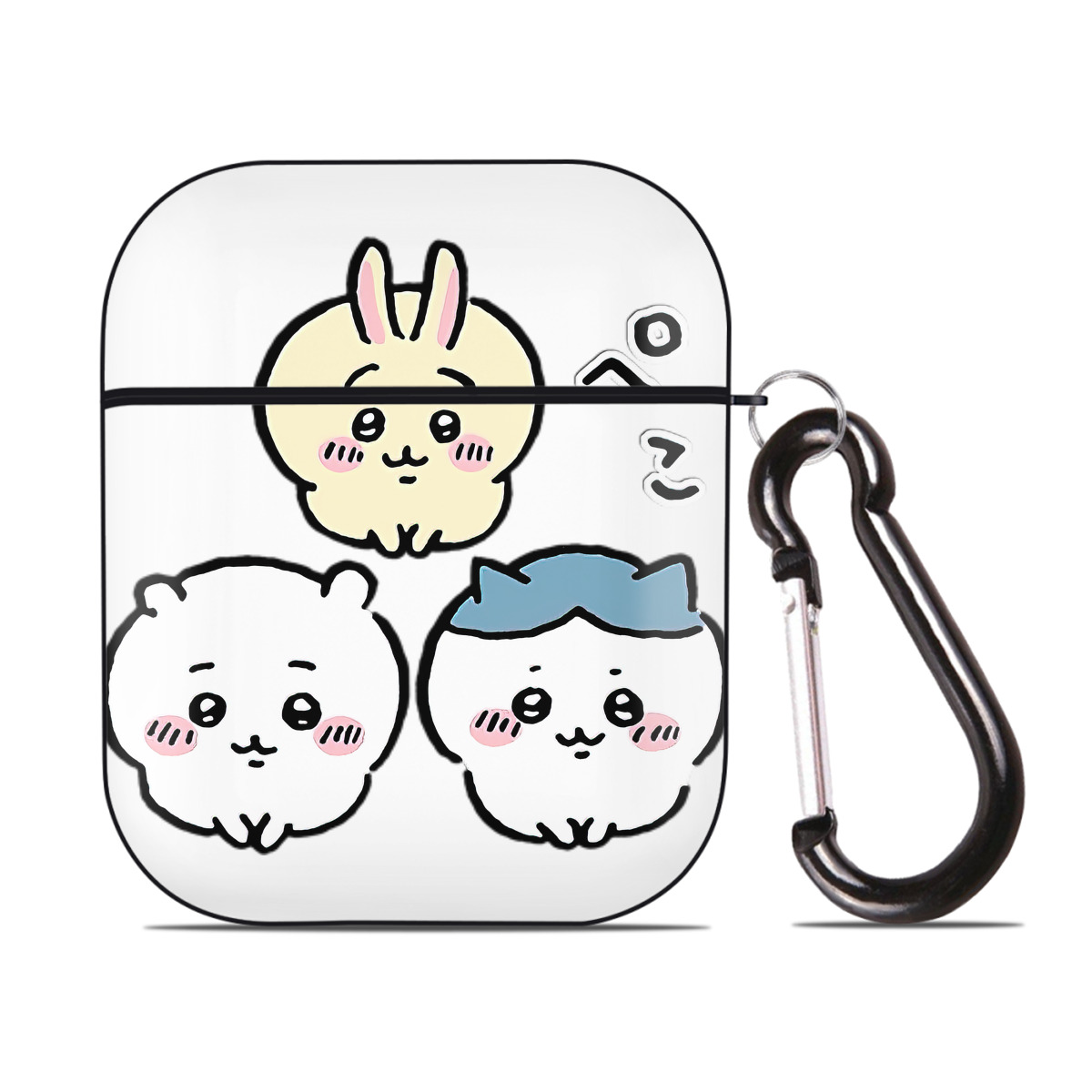 （画像用） ちいかわ うさぎ Chii-kawa usagi AirPods 第2世代保護ケース ハードシェル ブラック 耐衝撃・防指紋・カラビナ付き