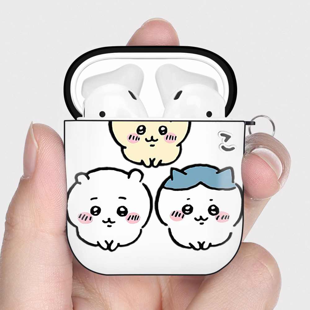 （画像用） ちいかわ うさぎ Chii-kawa usagi AirPods 第2世代保護ケース ハードシェル ブラック 耐衝撃・防指紋・カラビナ付き