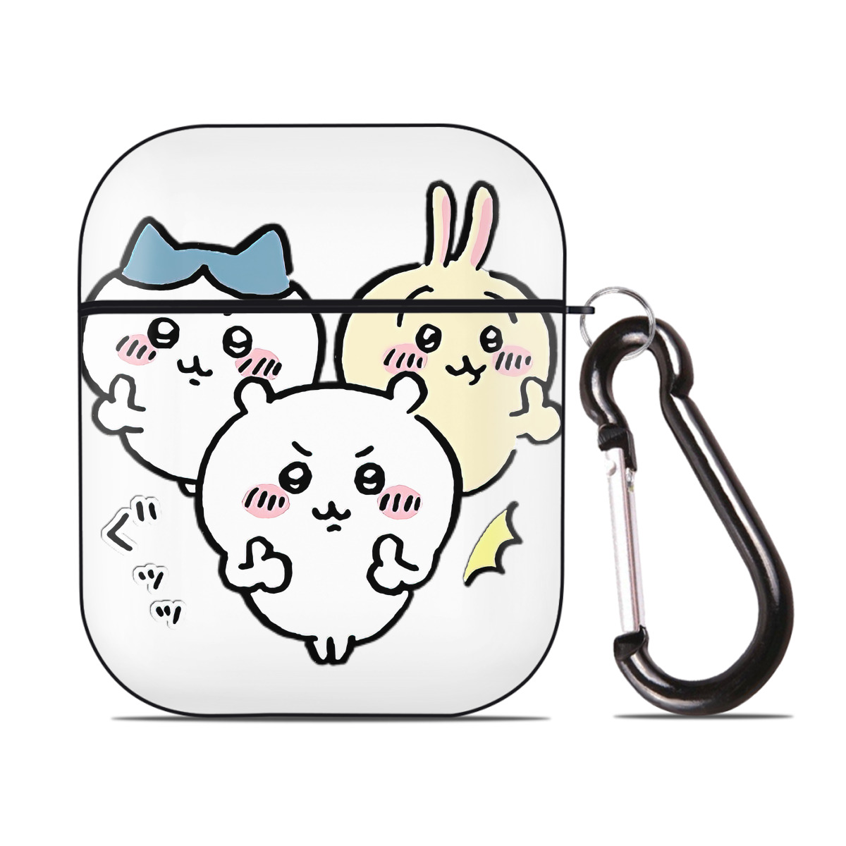 （画像用） ちいかわ うさぎ Chii-kawa usagi AirPods 第2世代保護ケース ハードシェル ブラック 耐衝撃・防指紋・カラビナ付き