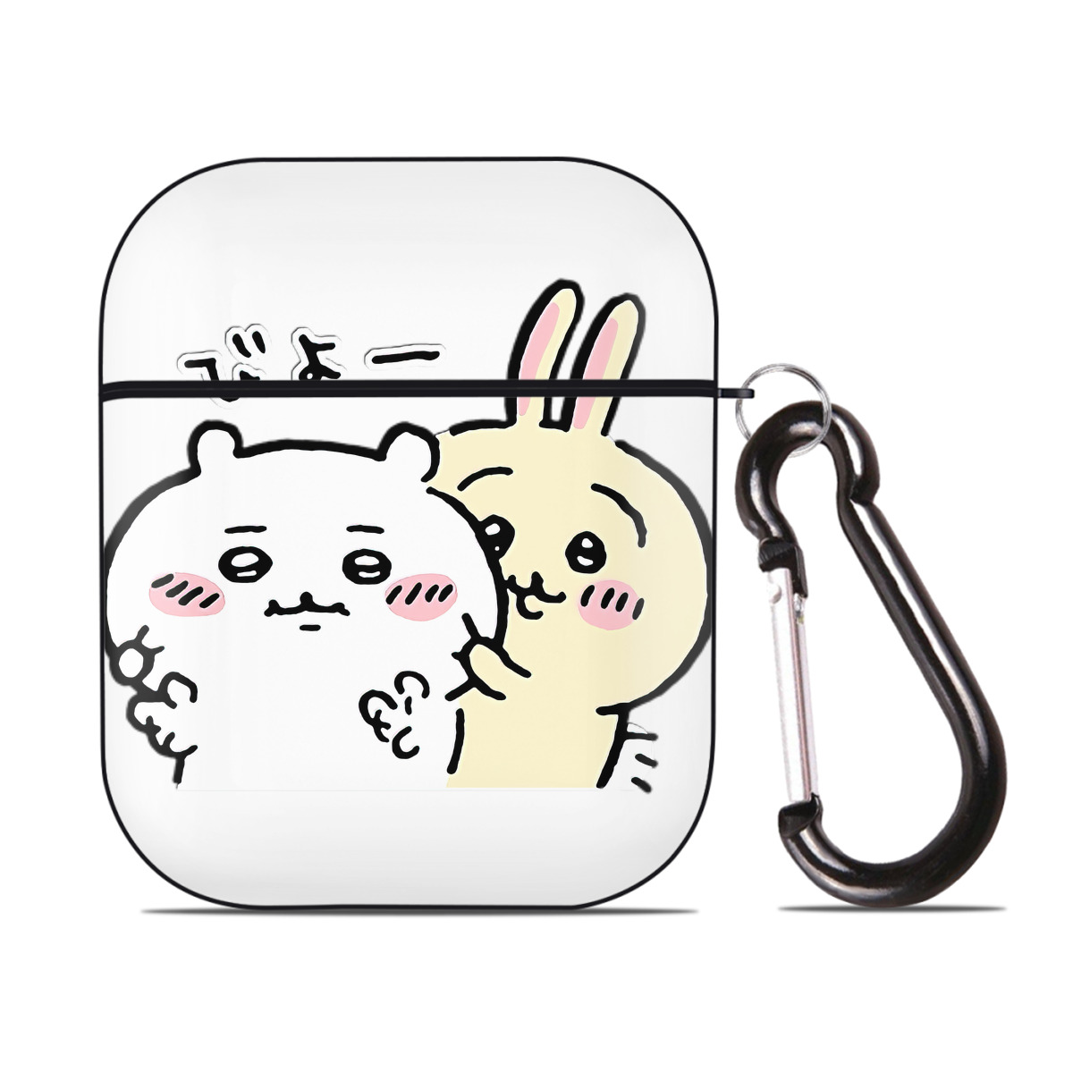 （画像用） ちいかわ うさぎ Chii-kawa usagi AirPods 第2世代保護ケース ハードシェル ブラック 耐衝撃・防指紋・カラビナ付き