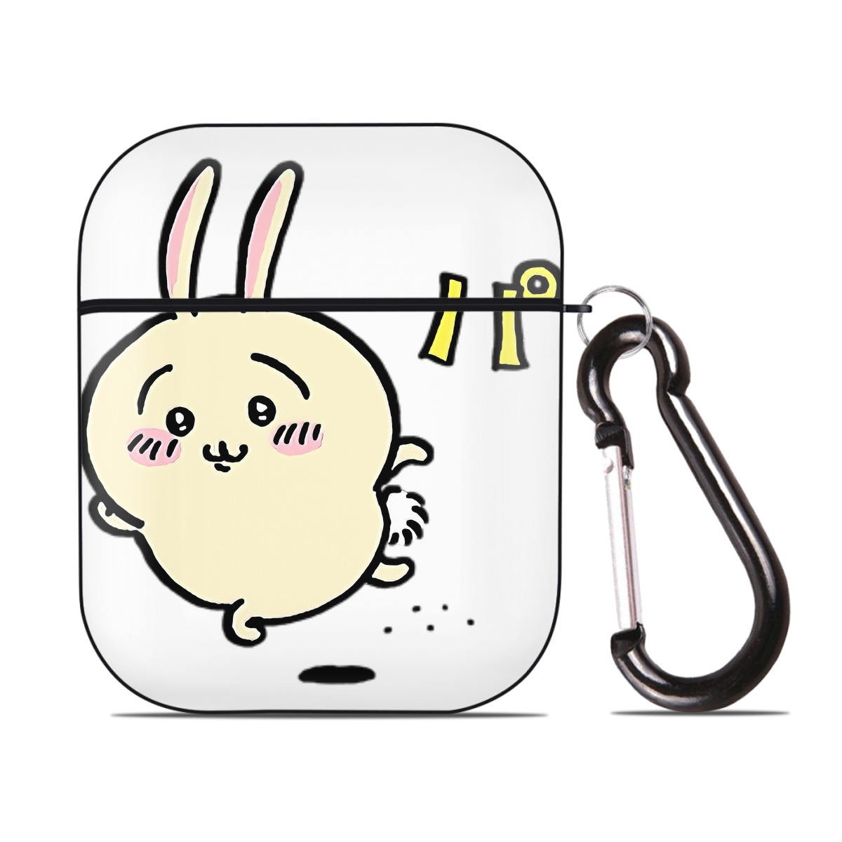 （画像用） ちいかわ うさぎ Chii-kawa usagi AirPods 第2世代保護ケース ハードシェル ブラック 耐衝撃・防指紋・カラビナ付き