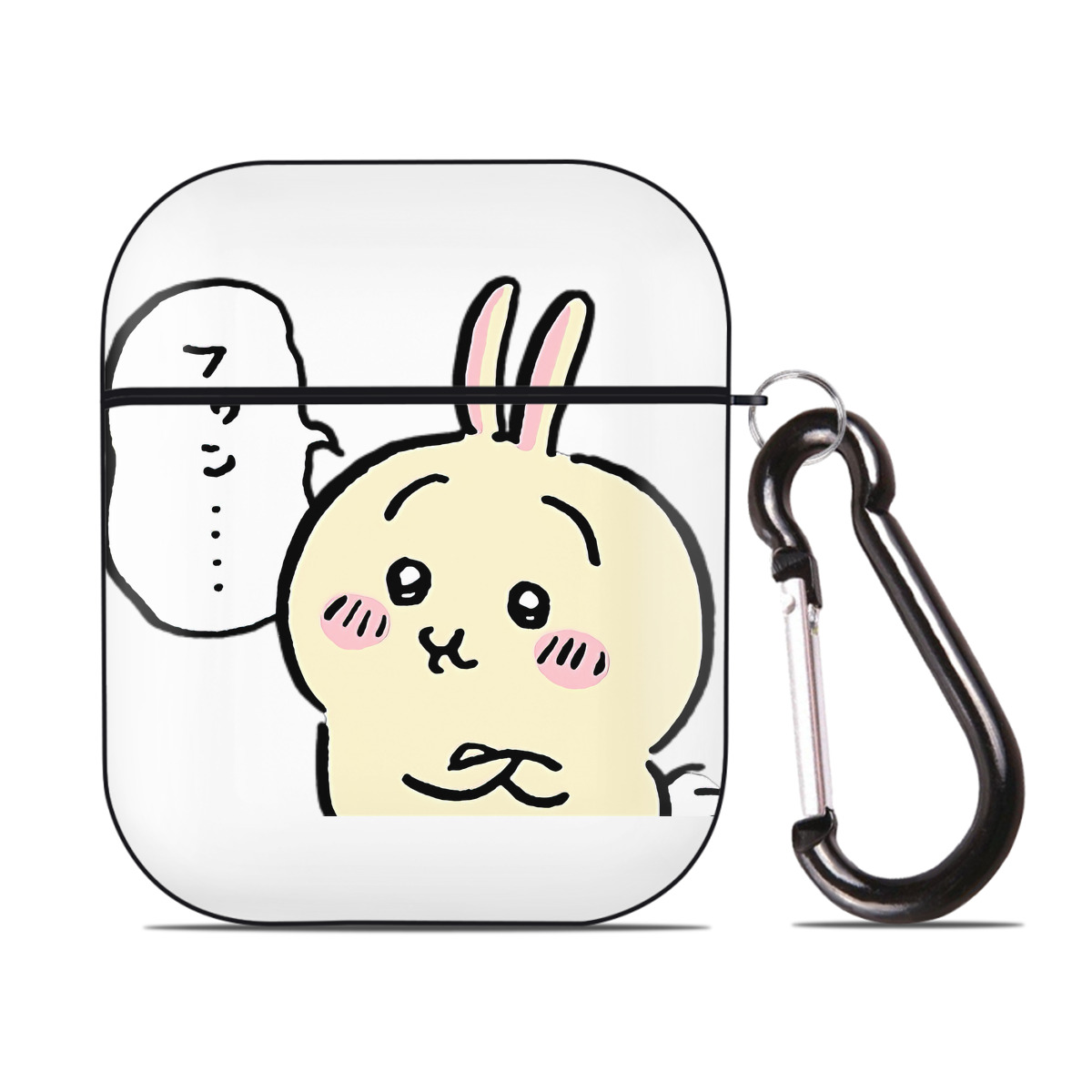 （画像用） ちいかわ うさぎ Chii-kawa usagi AirPods 第2世代保護ケース ハードシェル ブラック 耐衝撃・防指紋・カラビナ付き