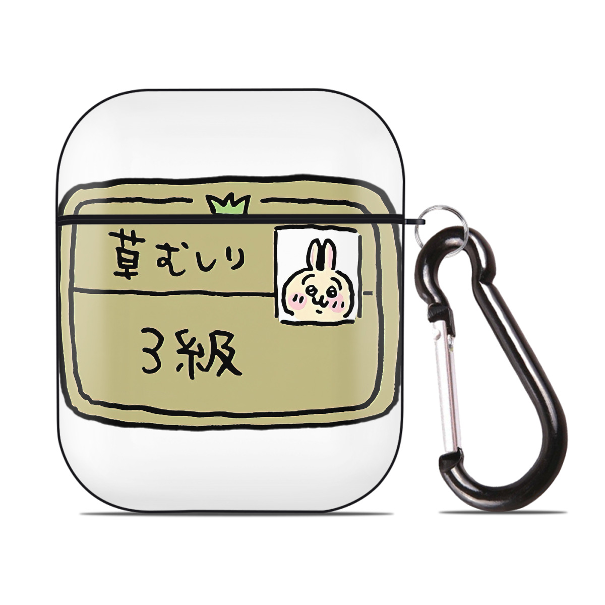 （画像用） ちいかわ うさぎ Chii-kawa usagi AirPods 第2世代保護ケース ハードシェル ブラック 耐衝撃・防指紋・カラビナ付き