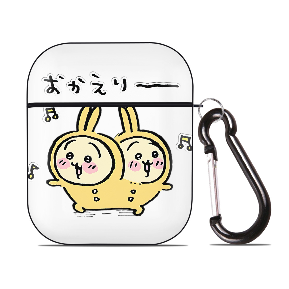 （画像用） ちいかわ うさぎ Chii-kawa usagi AirPods 第2世代保護ケース ハードシェル ブラック 耐衝撃・防指紋・カラビナ付き