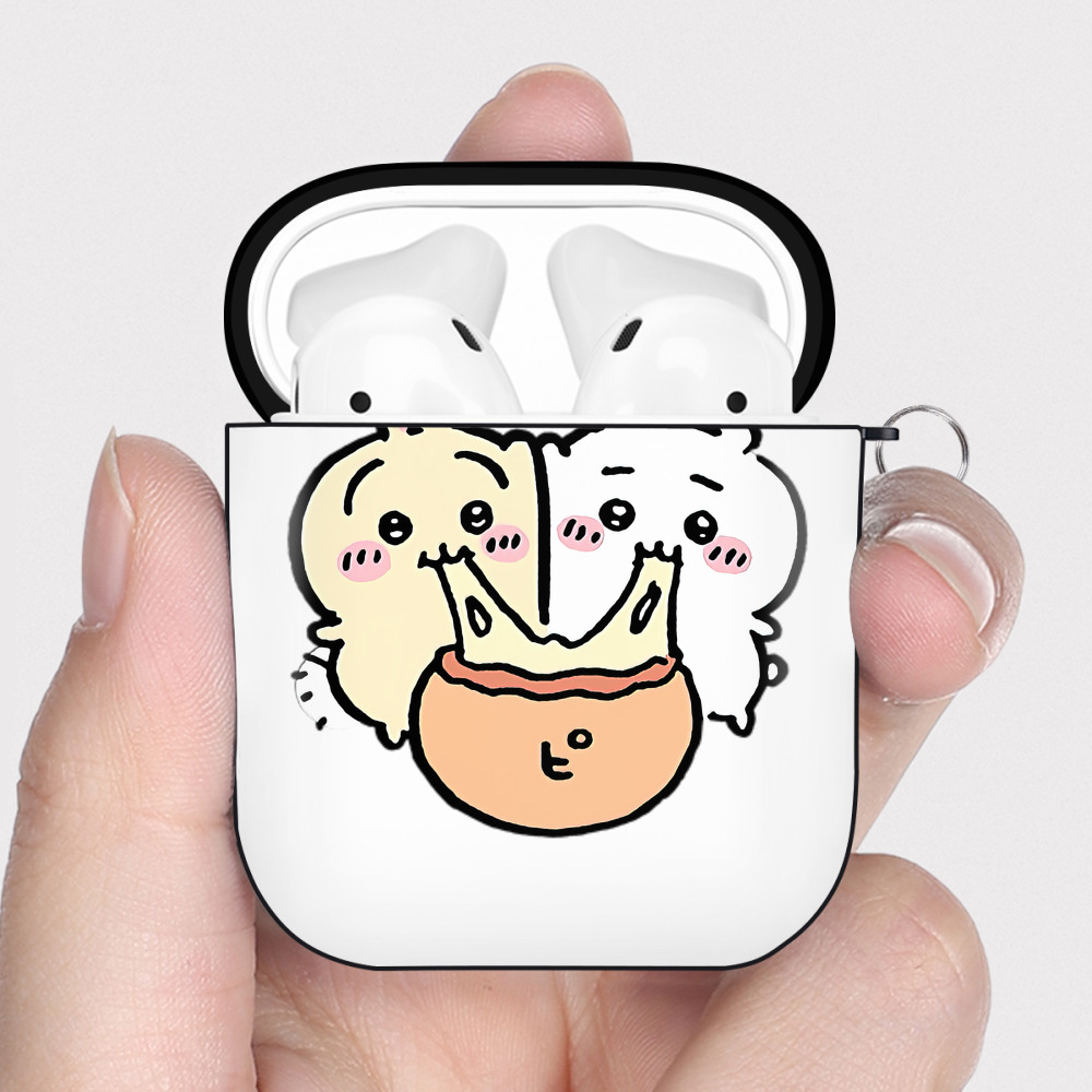 （画像用） ちいかわ うさぎ Chii-kawa usagi AirPods 第2世代保護ケース ハードシェル ブラック 耐衝撃・防指紋・カラビナ付き