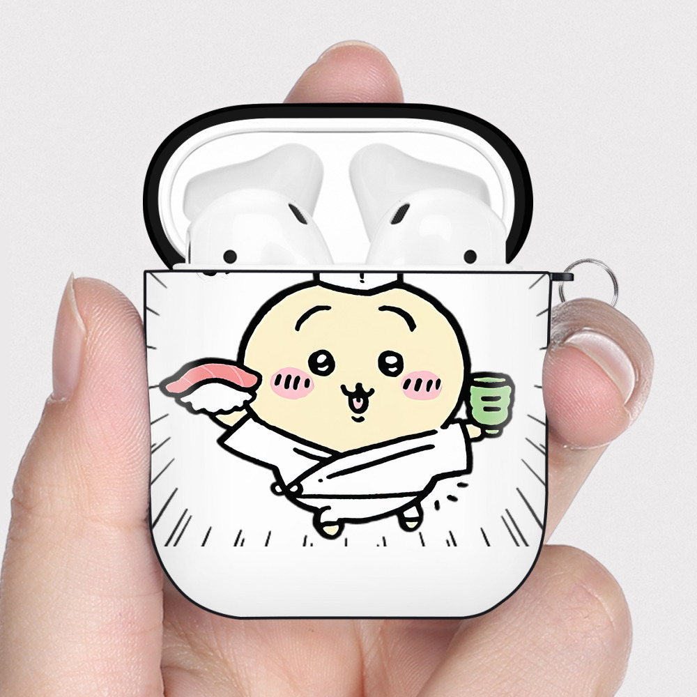 （画像用） ちいかわ うさぎ Chii-kawa usagi AirPods 第2世代保護ケース ハードシェル ブラック 耐衝撃・防指紋・カラビナ付き