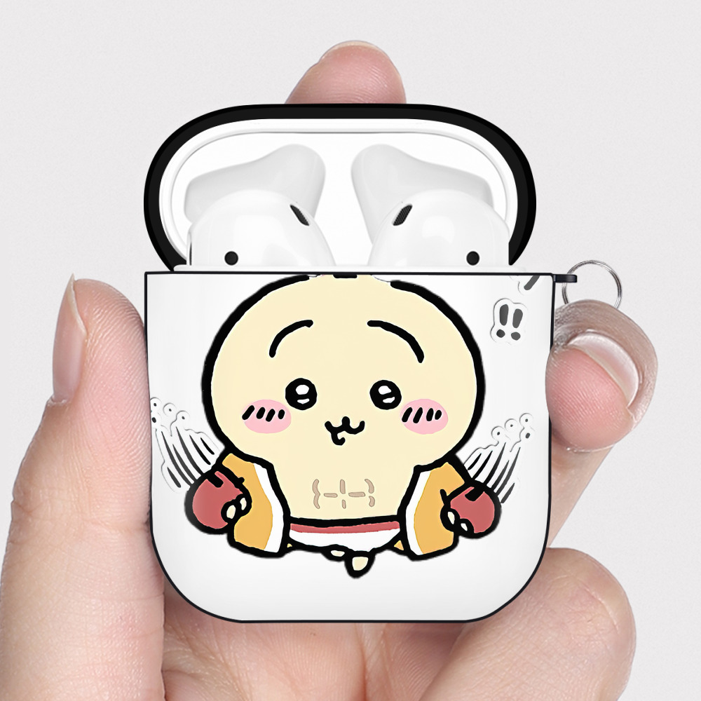 （画像用） ちいかわ うさぎ Chii-kawa usagi AirPods 第2世代保護ケース ハードシェル ブラック 耐衝撃・防指紋・カラビナ付き