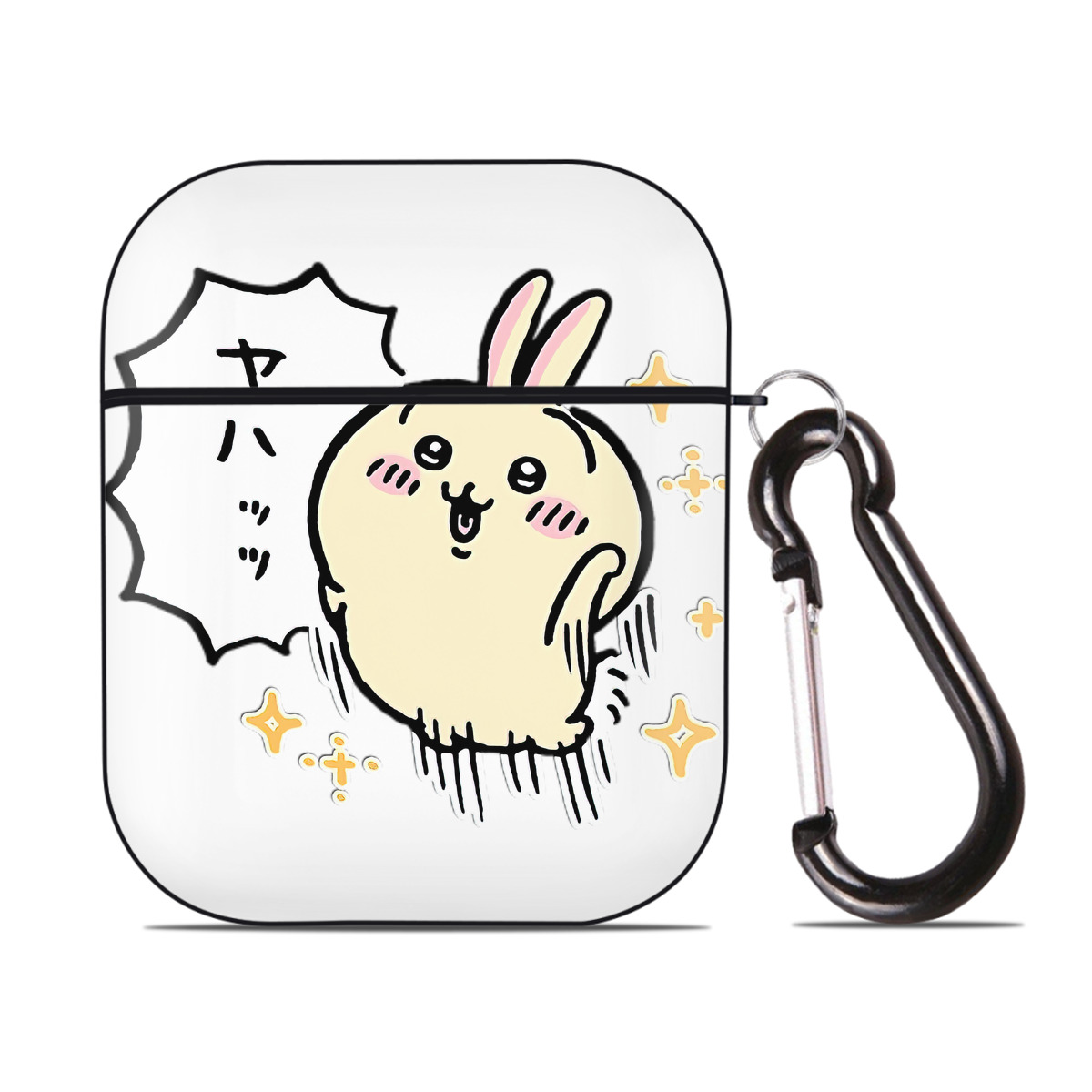 （画像用） ちいかわ うさぎ Chii-kawa usagi AirPods 第2世代保護ケース ハードシェル ブラック 耐衝撃・防指紋・カラビナ付き