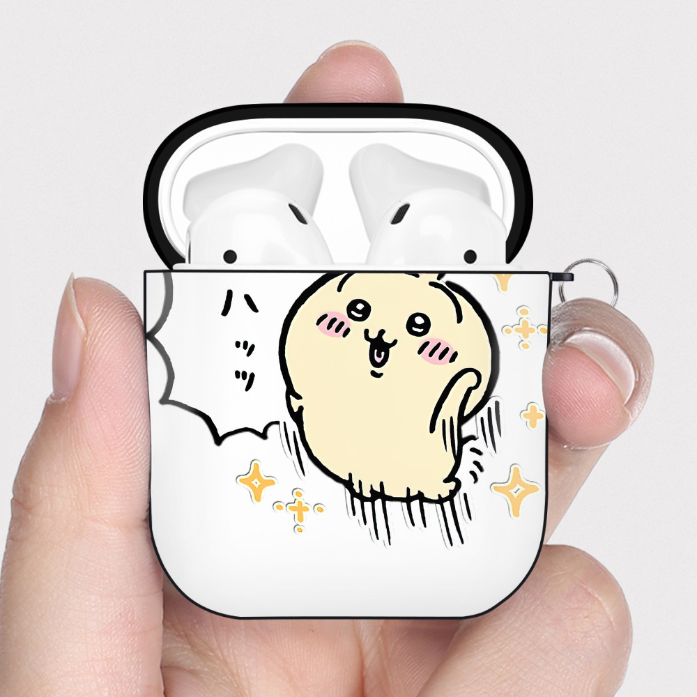 （画像用） ちいかわ うさぎ Chii-kawa usagi AirPods 第2世代保護ケース ハードシェル ブラック 耐衝撃・防指紋・カラビナ付き
