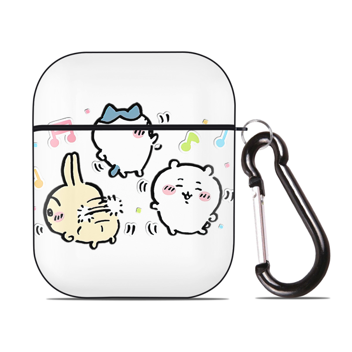 （画像用） ちいかわ うさぎ Chii-kawa usagi AirPods 第2世代保護ケース ハードシェル ブラック 耐衝撃・防指紋・カラビナ付き