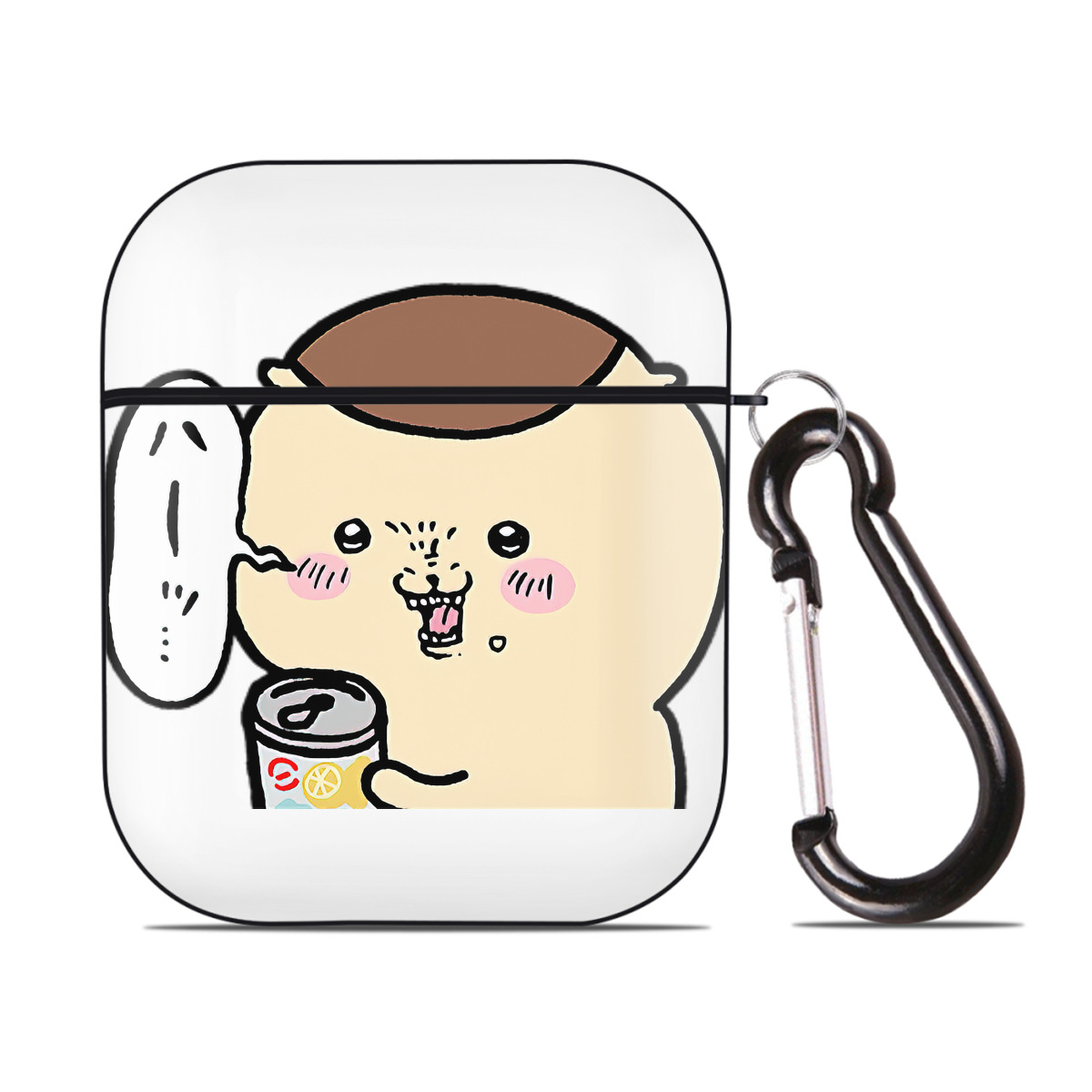 （画像用） ちいかわ くりまんじゅう Chii-kawa kuri manjū AirPods 第2世代保護ケース ハードシェル ブラック 耐衝撃・防指紋・カラビナ付き