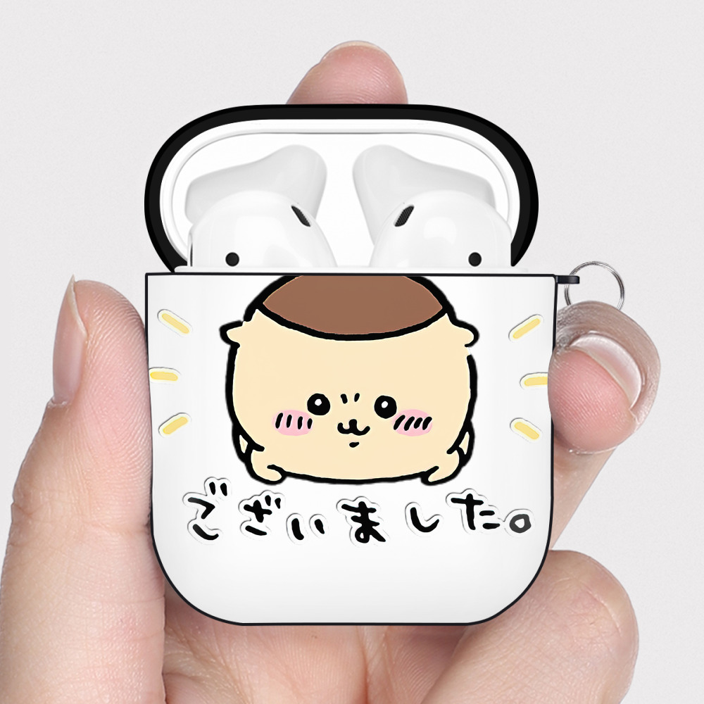 （画像用） ちいかわ くりまんじゅう Chii-kawa kuri manjū AirPods 第2世代保護ケース ハードシェル ブラック 耐衝撃・防指紋・カラビナ付き