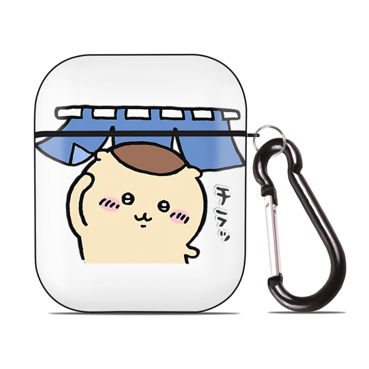 （画像用） ちいかわ くりまんじゅう Chii-kawa kuri manjū AirPods 第2世代保護ケース ハードシェル ブラック 耐衝撃・防指紋・カラビナ付き
