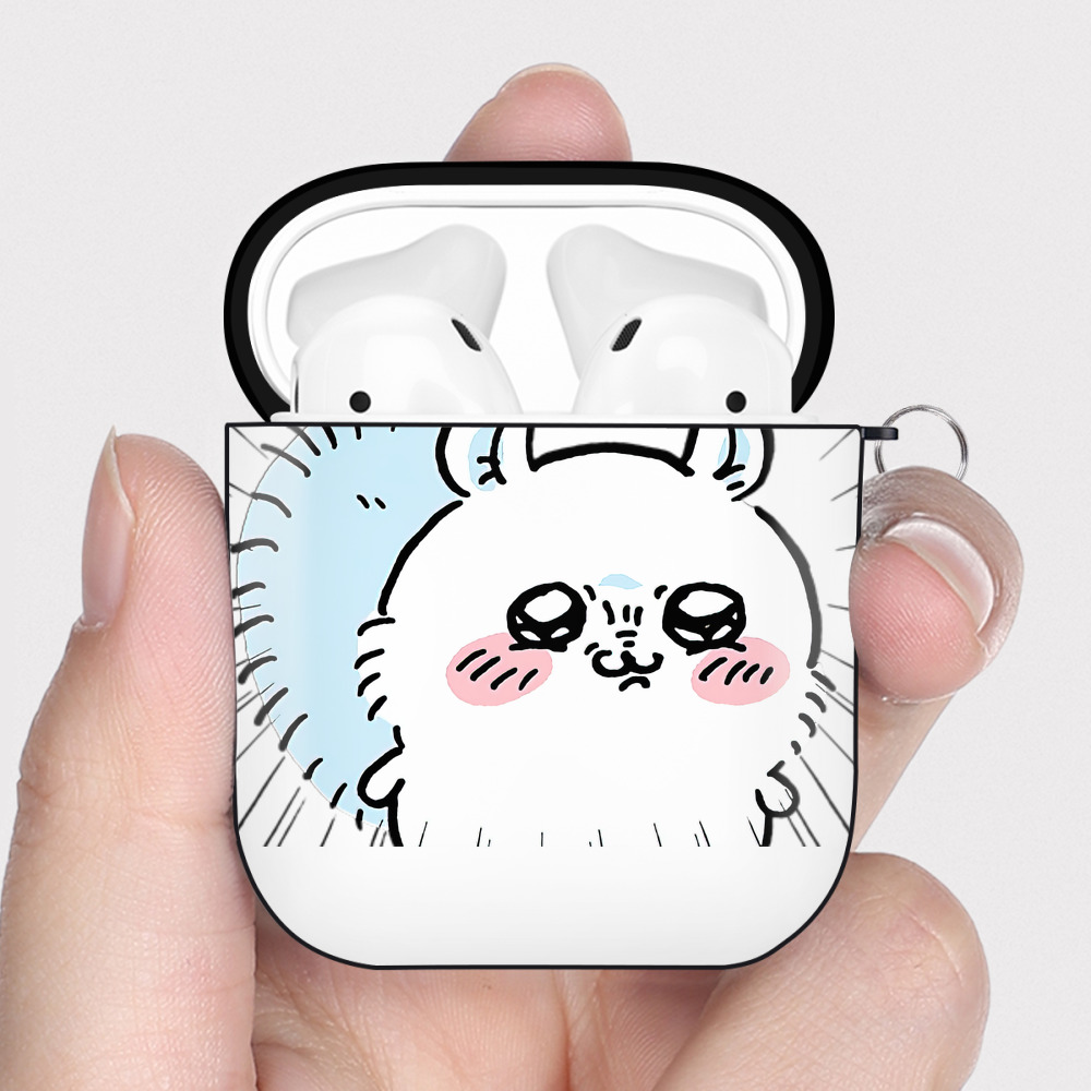 （画像用） ちいかわ モモンガ Chii-kawa Momonga AirPods 第2世代保護ケース ハードシェル ブラック 耐衝撃・防指紋・カラビナ付き