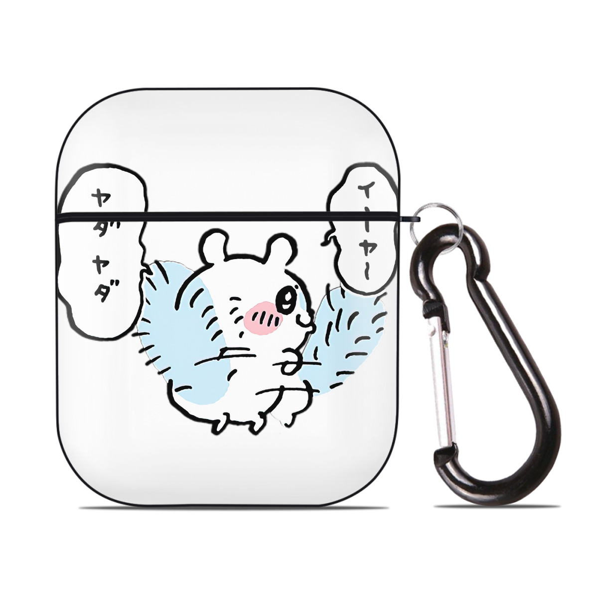 （画像用） ちいかわ モモンガ Chii-kawa Momonga AirPods 第2世代保護ケース ハードシェル ブラック 耐衝撃・防指紋・カラビナ付き