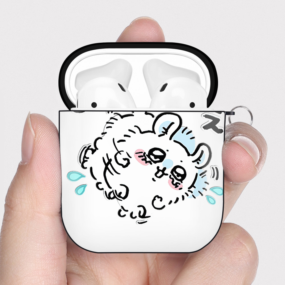 （画像用） ちいかわ モモンガ Chii-kawa Momonga AirPods 第2世代保護ケース ハードシェル ブラック 耐衝撃・防指紋・カラビナ付き
