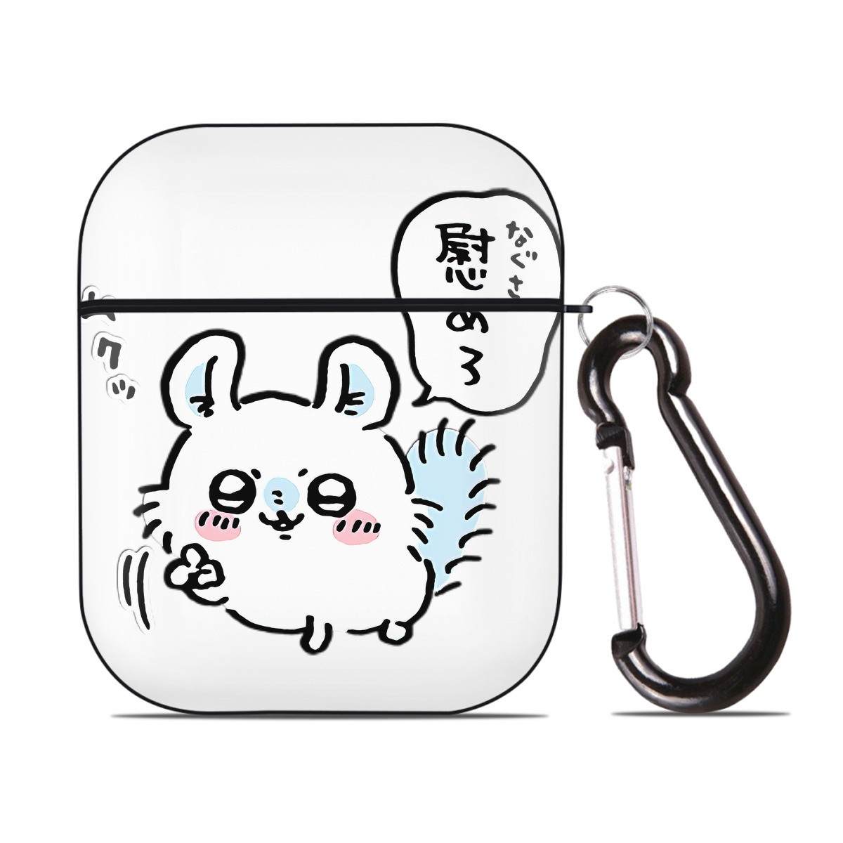 （画像用） ちいかわ モモンガ Chii-kawa Momonga AirPods 第2世代保護ケース ハードシェル ブラック 耐衝撃・防指紋・カラビナ付き