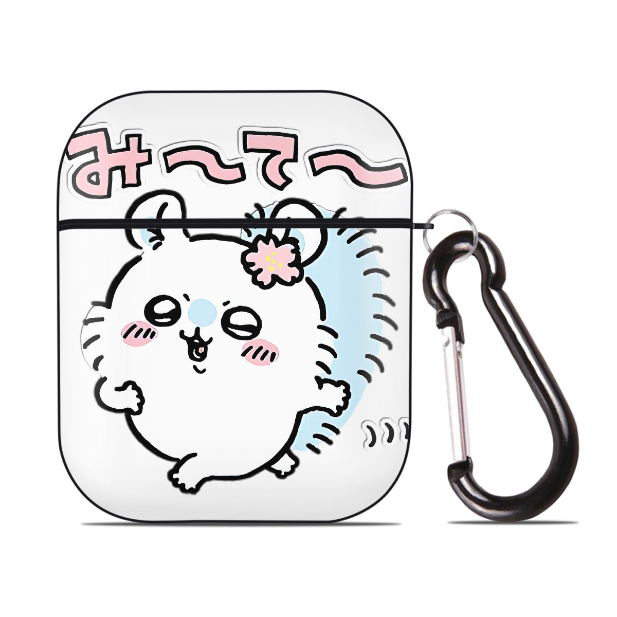 （画像用） ちいかわ モモンガ Chii-kawa Momonga AirPods 第2世代保護ケース ハードシェル ブラック 耐衝撃・防指紋・カラビナ付き