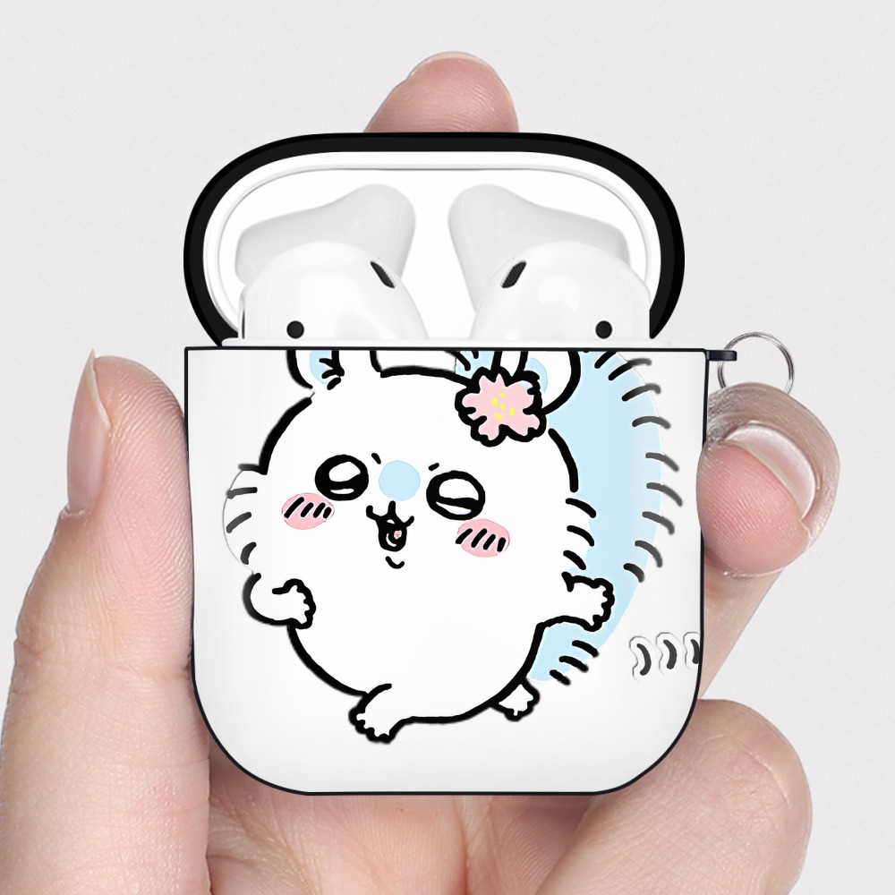 （画像用） ちいかわ モモンガ Chii-kawa Momonga AirPods 第2世代保護ケース ハードシェル ブラック 耐衝撃・防指紋・カラビナ付き