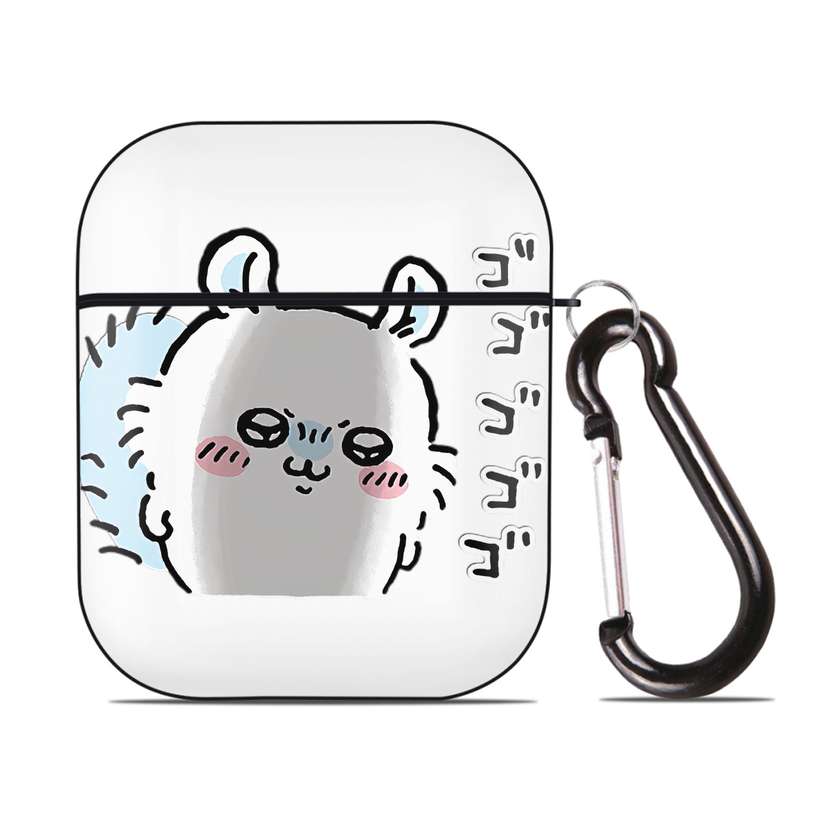 （画像用） ちいかわ モモンガ Chii-kawa Momonga AirPods 第2世代保護ケース ハードシェル ブラック 耐衝撃・防指紋・カラビナ付き