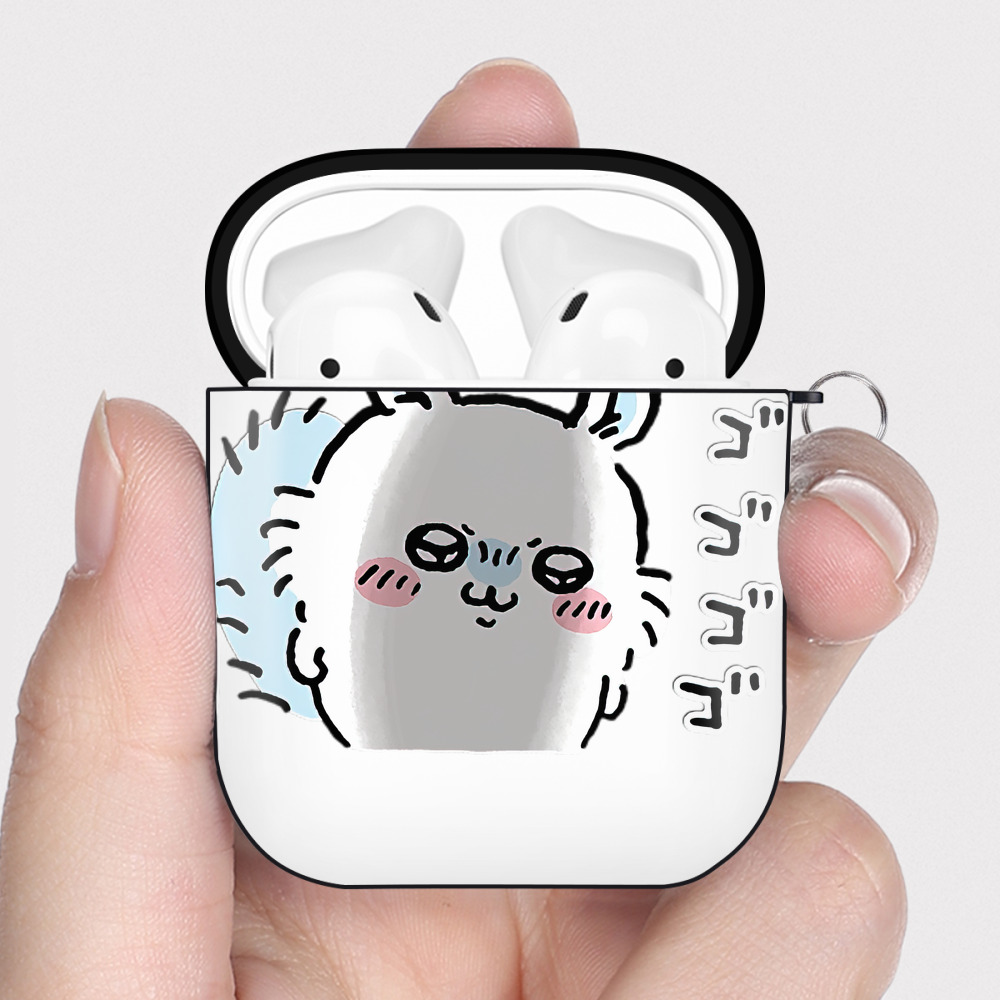 （画像用） ちいかわ モモンガ Chii-kawa Momonga AirPods 第2世代保護ケース ハードシェル ブラック 耐衝撃・防指紋・カラビナ付き