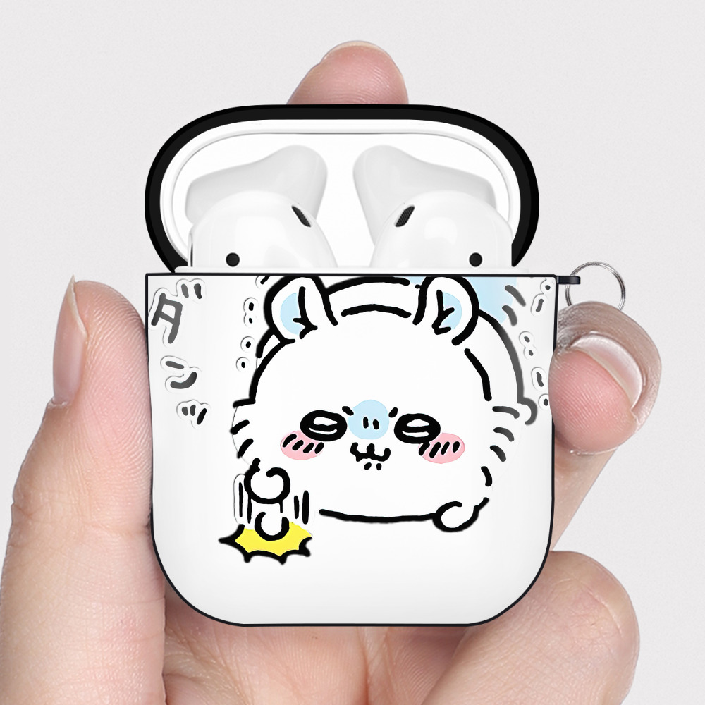 （画像用） ちいかわ モモンガ Chii-kawa Momonga AirPods 第2世代保護ケース ハードシェル ブラック 耐衝撃・防指紋・カラビナ付き