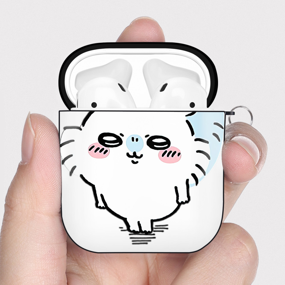 （画像用） ちいかわ モモンガ Chii-kawa Momonga AirPods 第2世代保護ケース ハードシェル ブラック 耐衝撃・防指紋・カラビナ付き