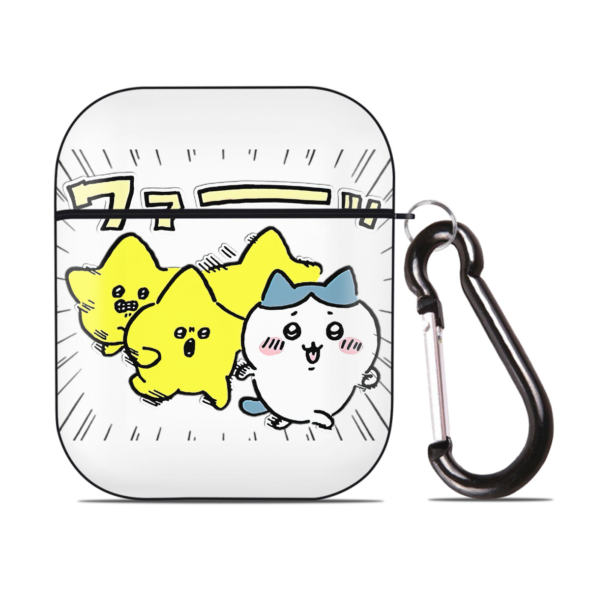 （画像用） ちいかわ 流れ星 Chii-kawa Shooting star AirPods 第2世代保護ケース ハードシェル ブラック 耐衝撃・防指紋・カラビナ付き